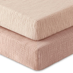 Unnivoll Muslin crib sheets soft-touch closeup showing breathable cotton fabric for baby sleep