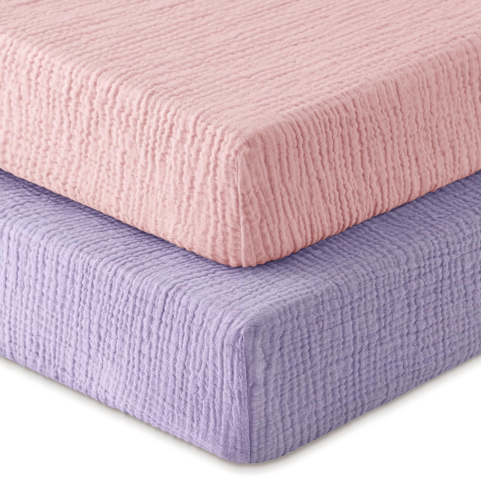 Unnivoll muslin crib sheets in pink offer soft-touch comfort for baby sleep