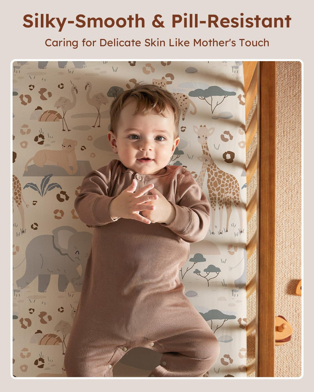 Unnivoll pack and play sheets on mattress demonstrating secure fit for travel naps