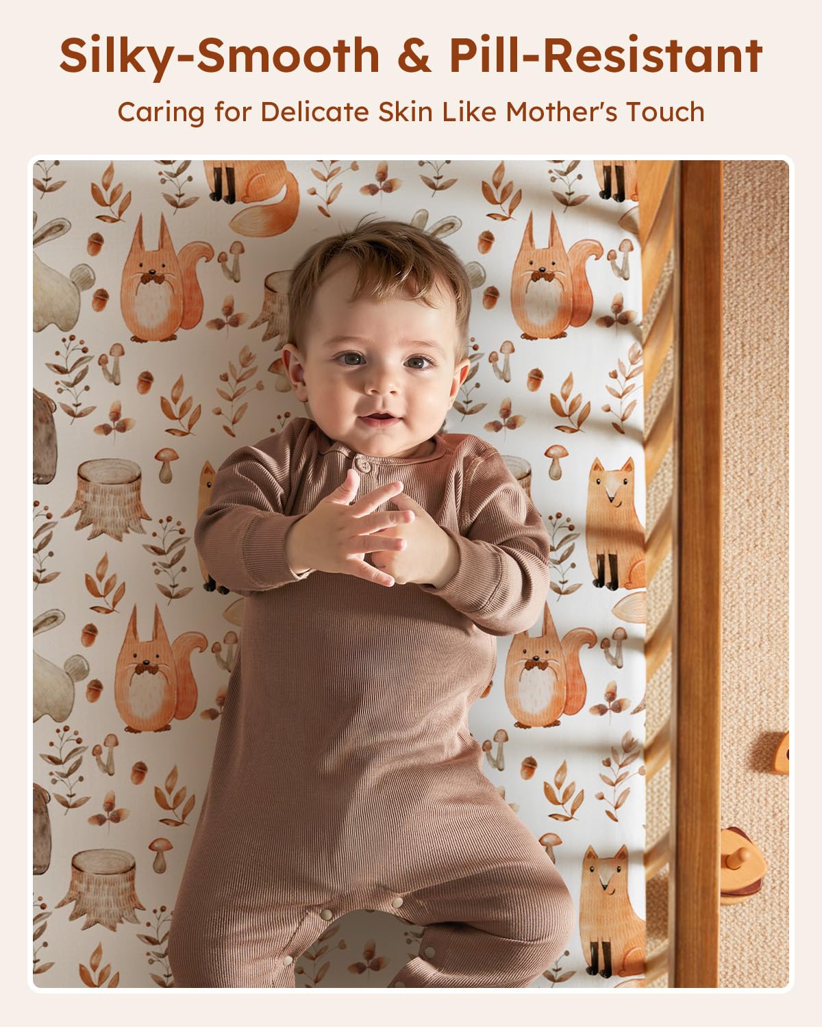Unnivoll three-pack features green and brown fox prints for nursery decor