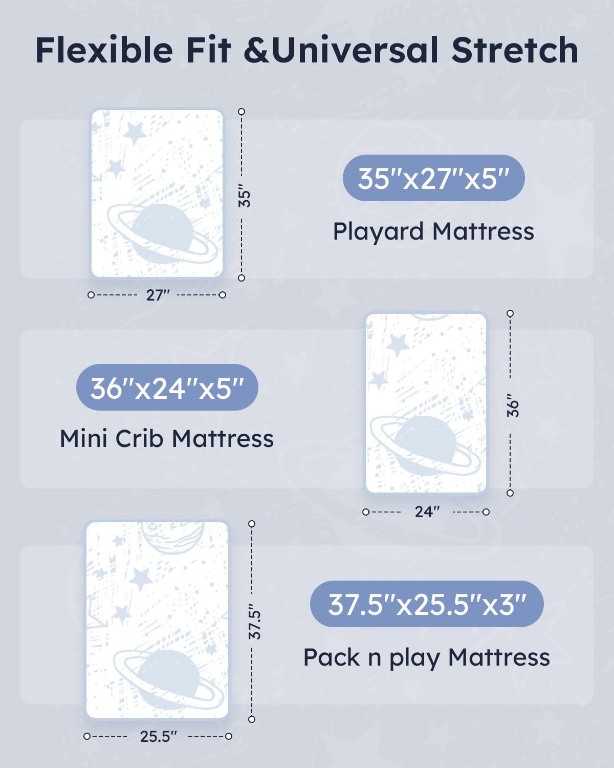 Unnivoll pack and play sheets with elastic edge for quick setup.