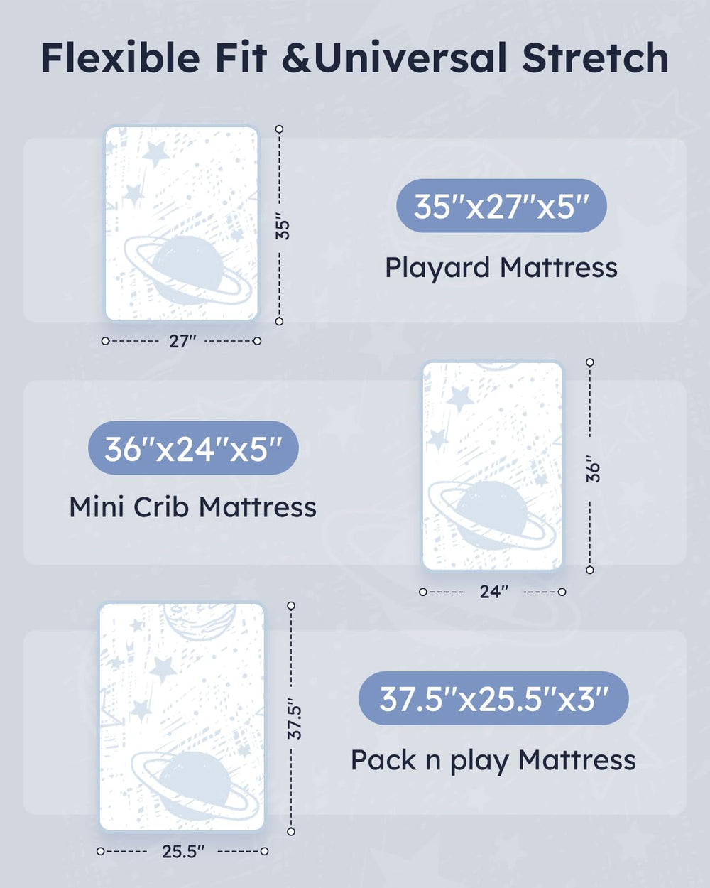 Unnivoll pack and play sheets with elastic edge for quick setup.