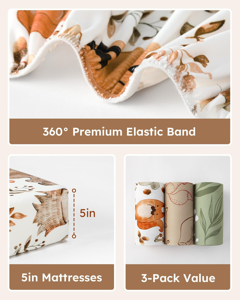 Unnivoll fitted sheets with easy-install elastic for snug fits