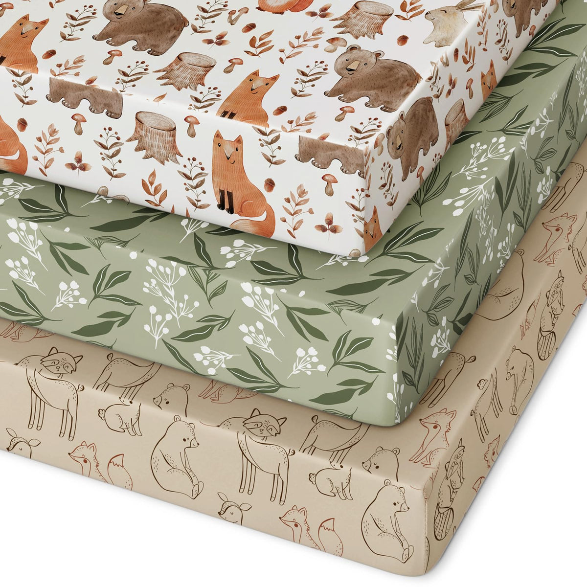 Unnivoll pack and play sheets with elastic edge securing the 38x26 mattress