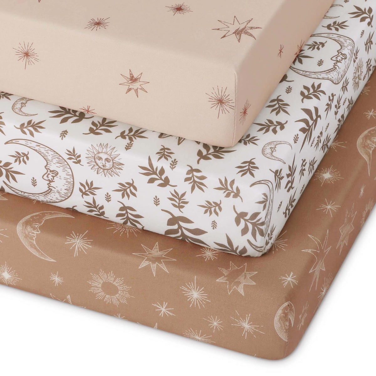 Unnivoll pack-n-play sheets 3-pack flat lay highlights quick setup versatility.
