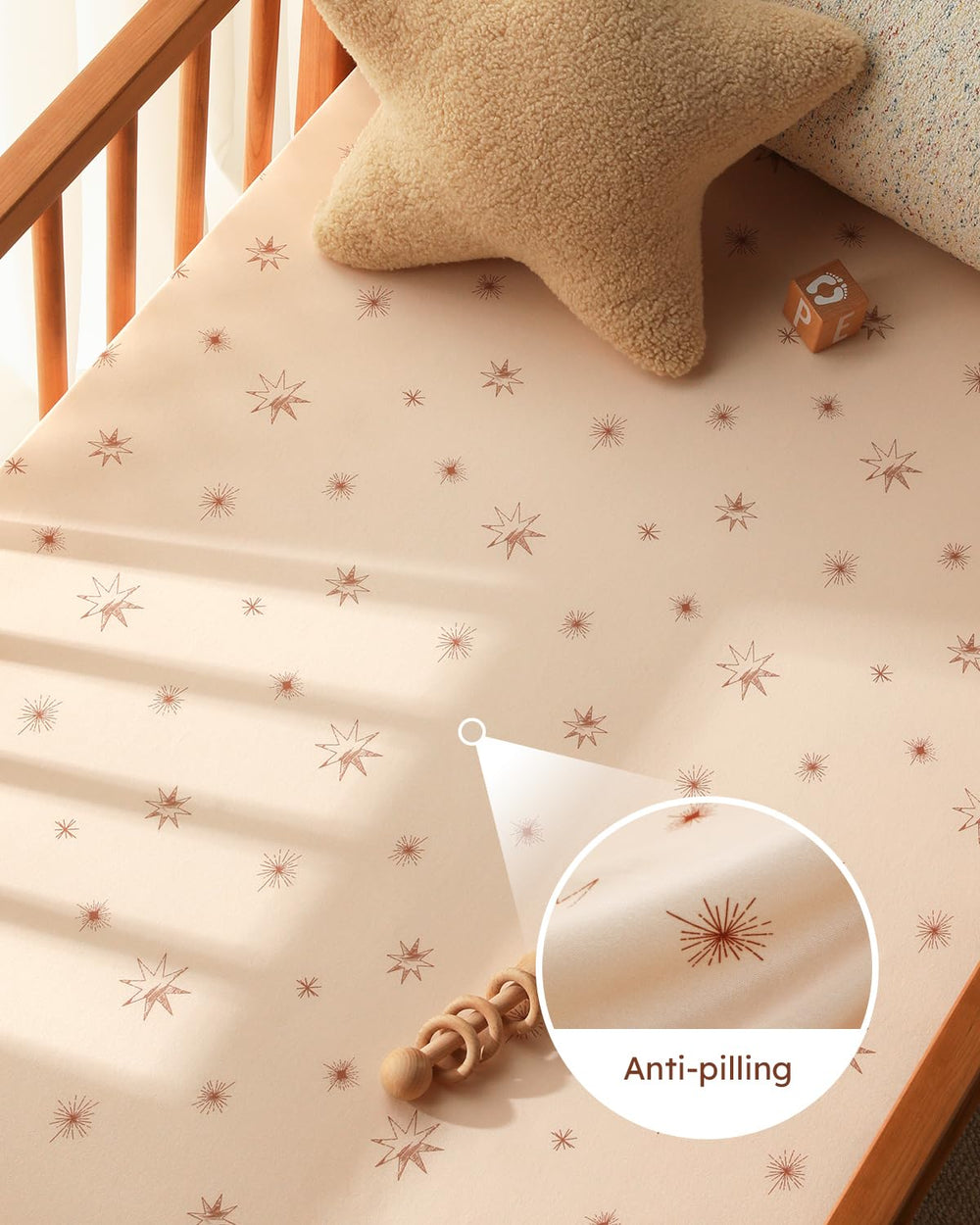 Unnivoll pack-n-play sheets elastic band attachment enables quick snug installation.