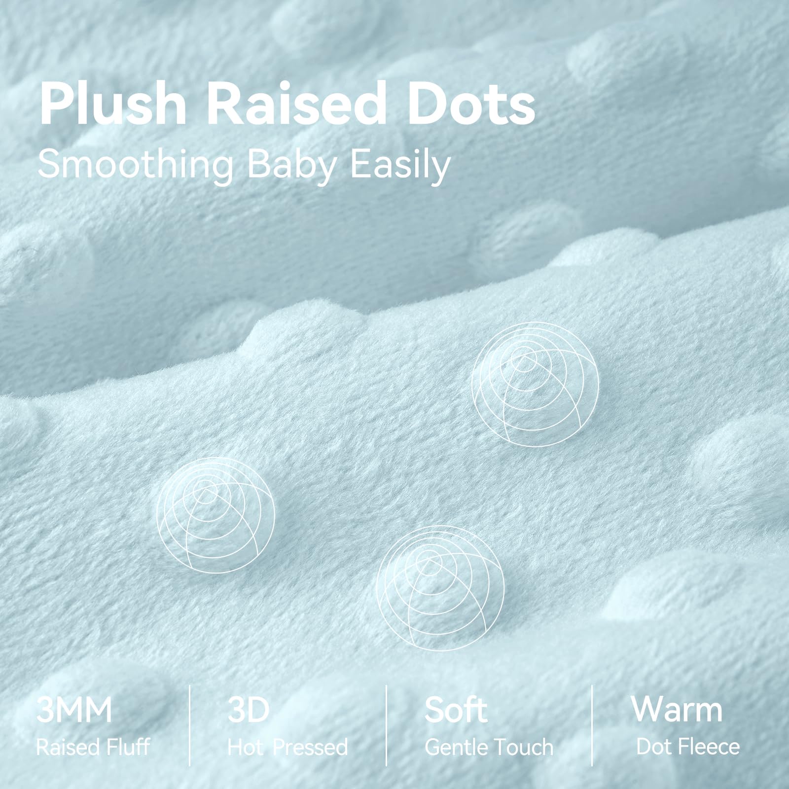 Unnivoll plush dots design closeup highlights soothing texture and baby-friendly aesthetics.