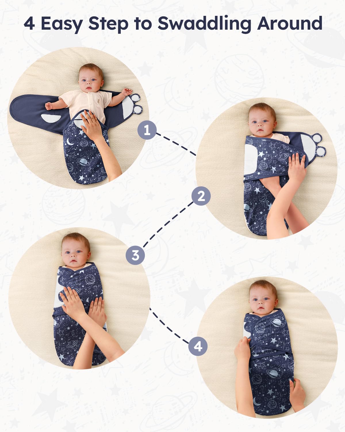 Unnivoll premium-stretch-knit-swaddle gentle stretch supports comfortable rest.