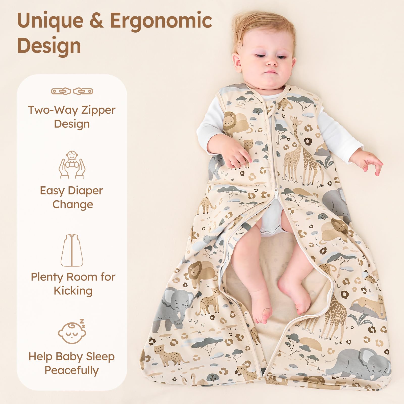 Unnivoll lightweight 0 tog closeup proves breathable warmth for temperate nurseries.