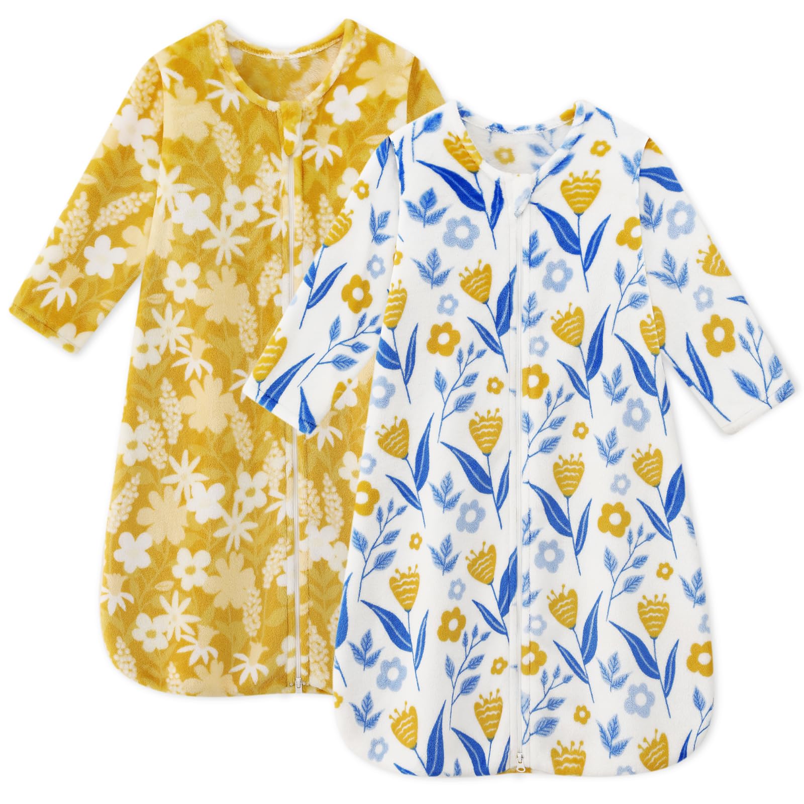 Unnivoll fleece sleep sack 12-18 months yellow flower front view shows cozy warmth