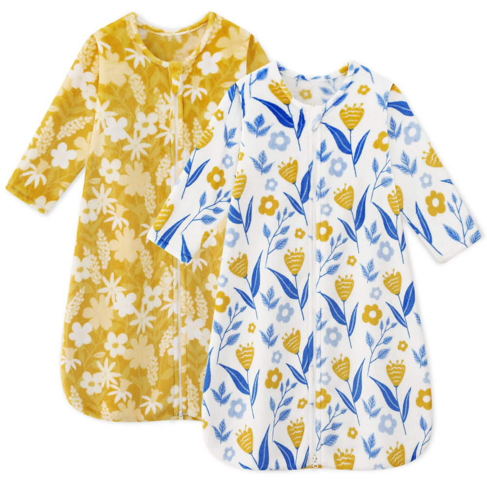 Unnivoll fleece sleep sack 12-18 months yellow flower front view shows cozy warmth