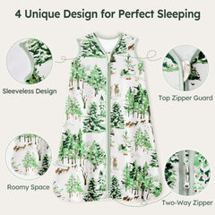Unnivoll sleep sack 2-way zipper enables quick diaper changes at night.