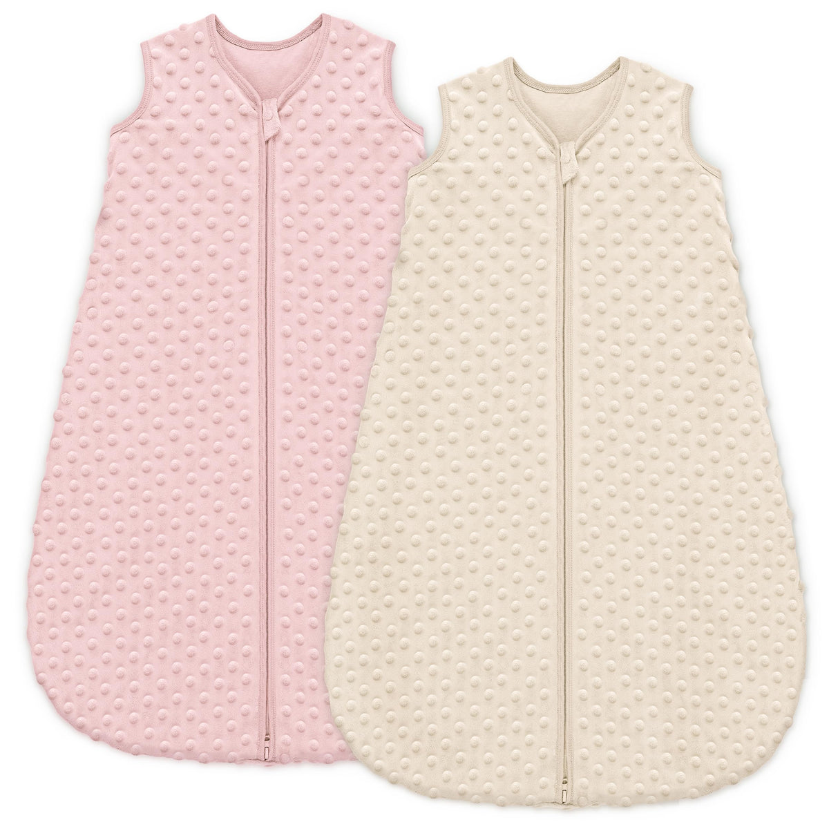 Unnivoll sleep sack apricot pink front view shows cozy warmth for toddlers