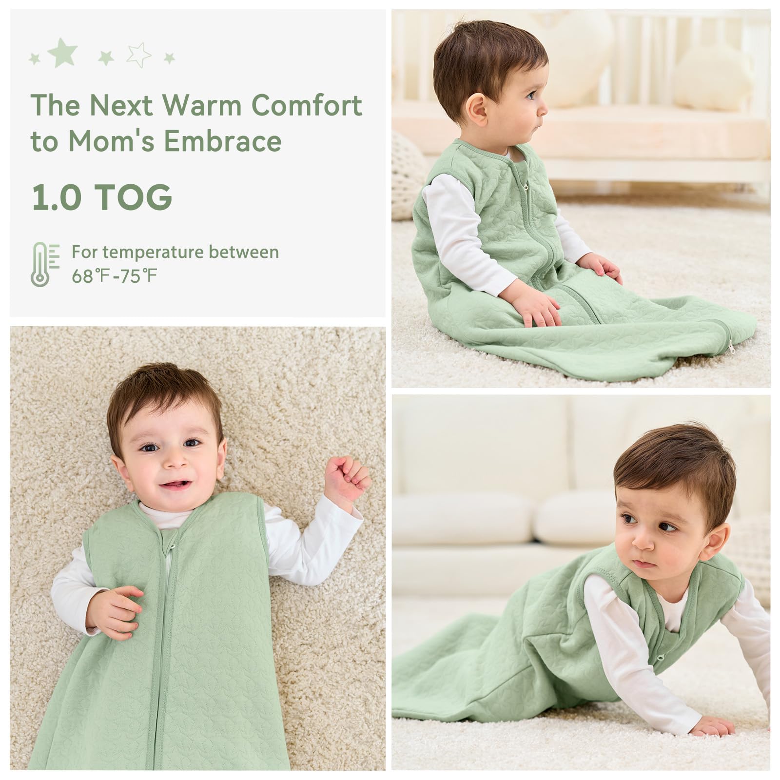 Unnivoll sleep sack CPSC certified tag signals safety compliance.