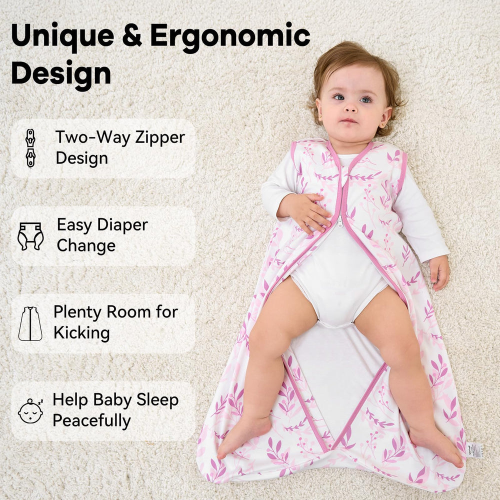 Unnivoll sleep sack worn by toddler in bed showing roomy fit