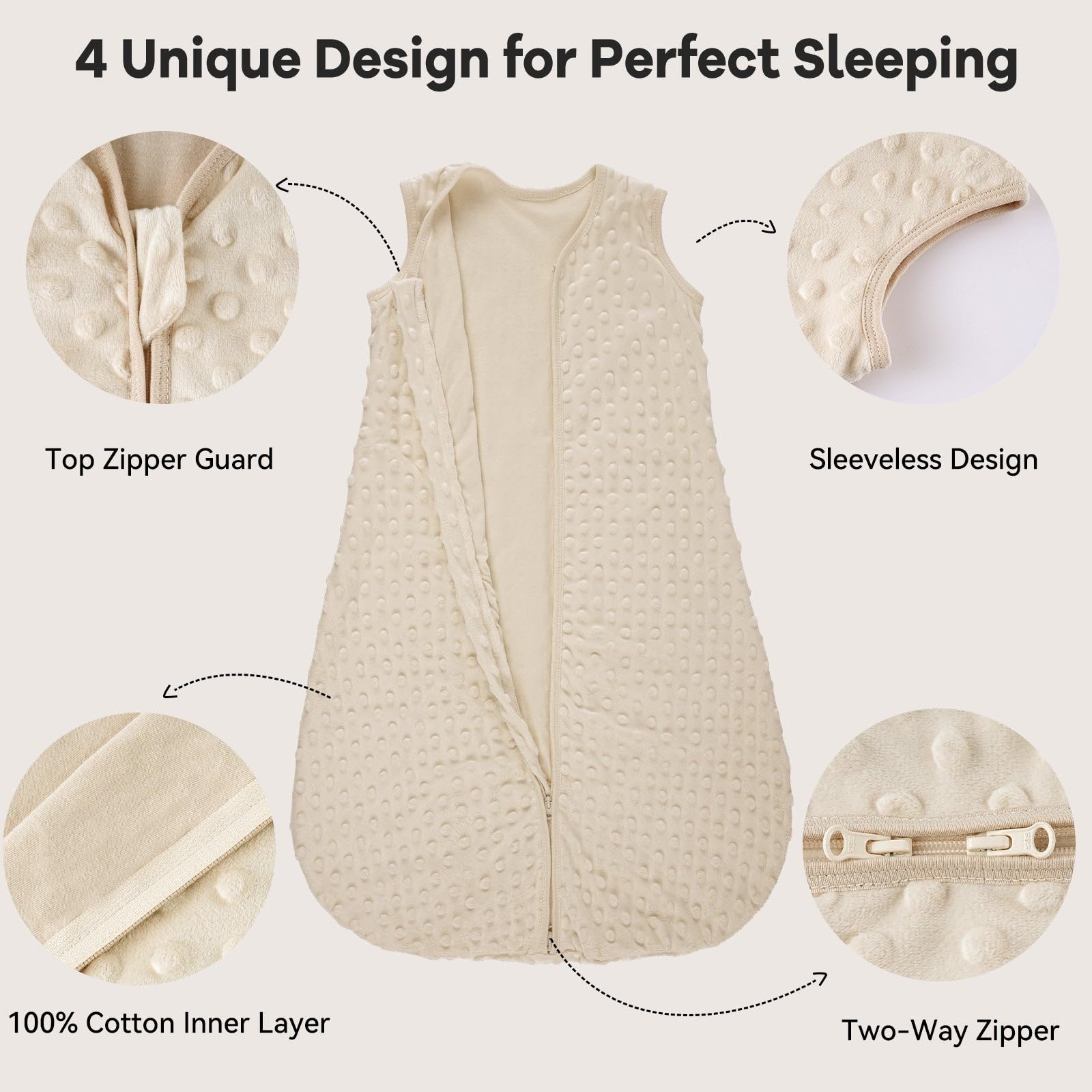 Unnivoll plush dots texture on fleece for soothing toddler bedtime