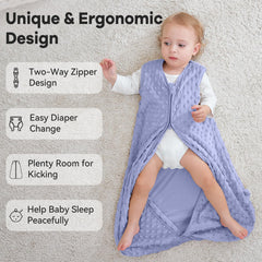 Unnivoll fleece sleep sack featuring plush dots detail for baby comfort.