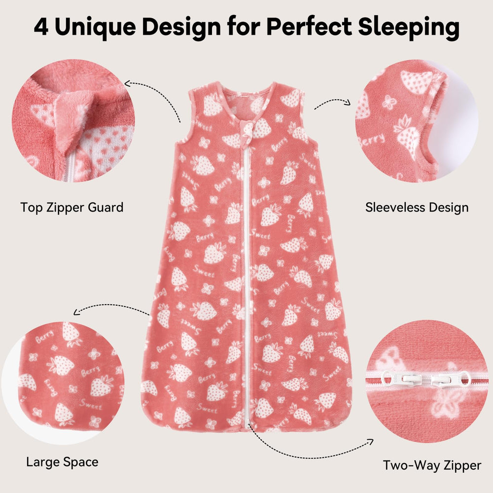 Unnivoll sleep sack side view shows roomy fit and hip-friendly design.