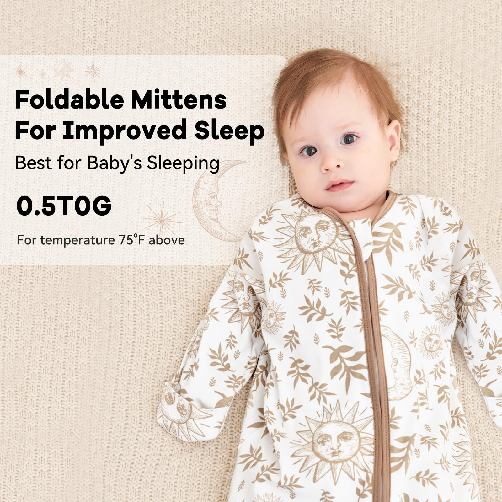 Unnivoll sleep sack size chart to help select the right grow-with-baby fit.
