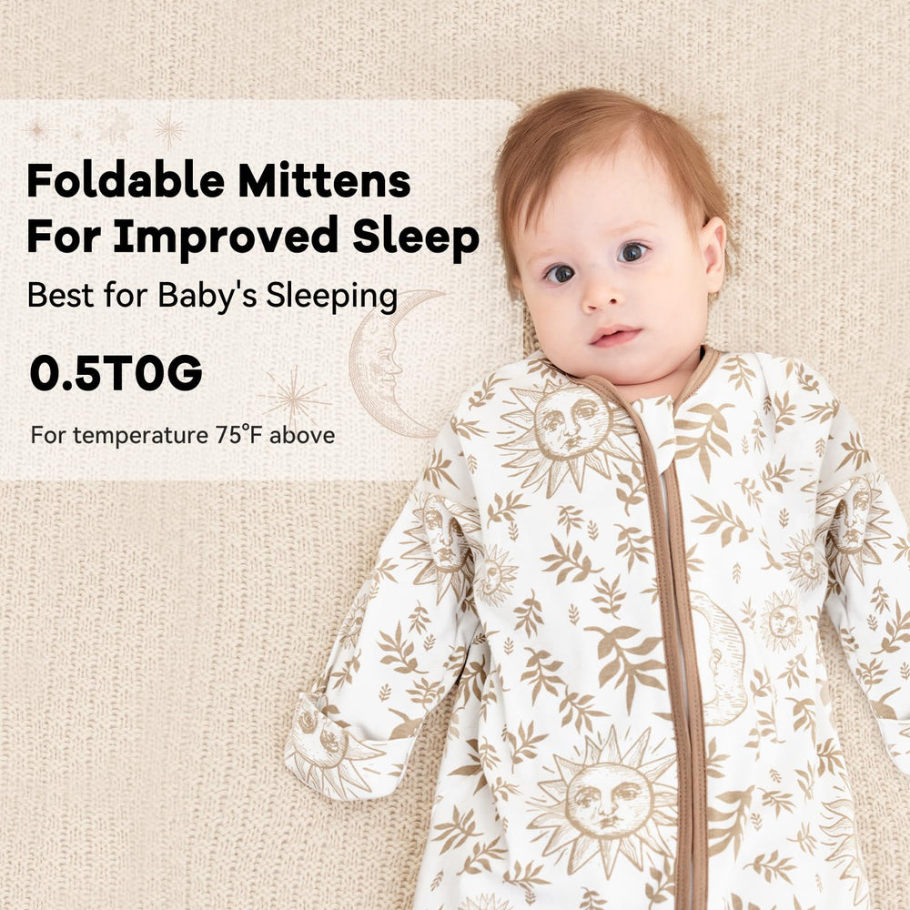 Unnivoll sleep sack size chart to help select the right grow-with-baby fit.