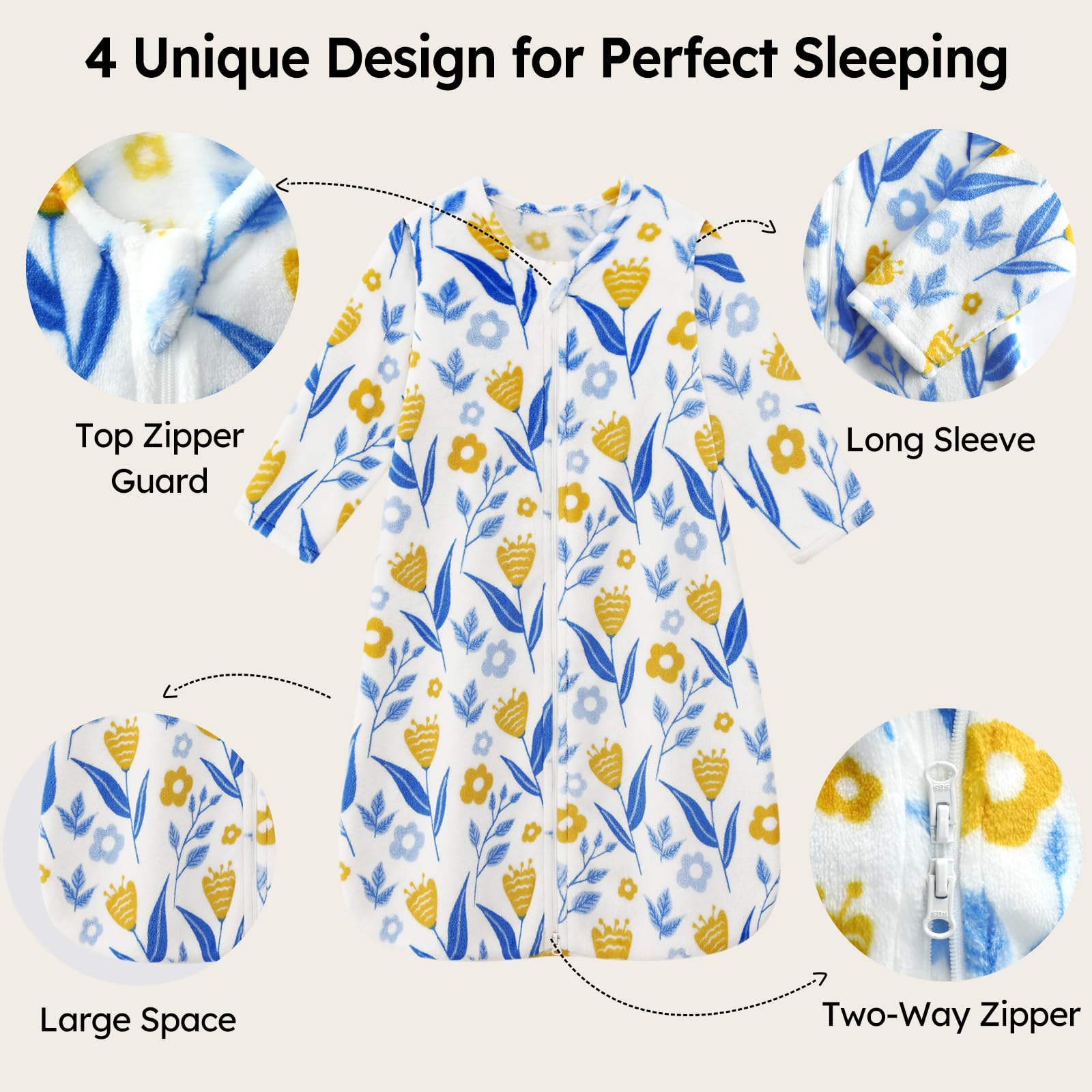 Unnivoll sleep sack top zipper guard protects baby's chin during zipping