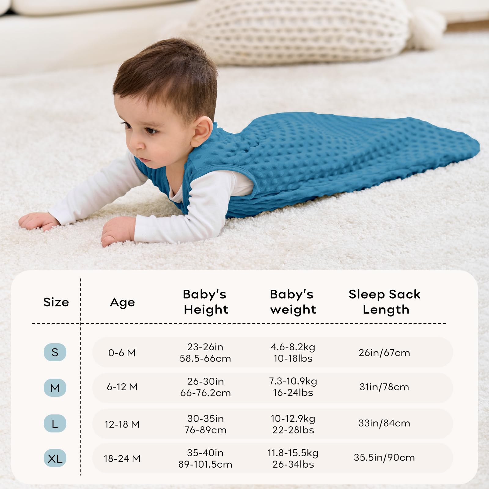Unnivoll sleep sack care guide shows machine wash and low heat drying.