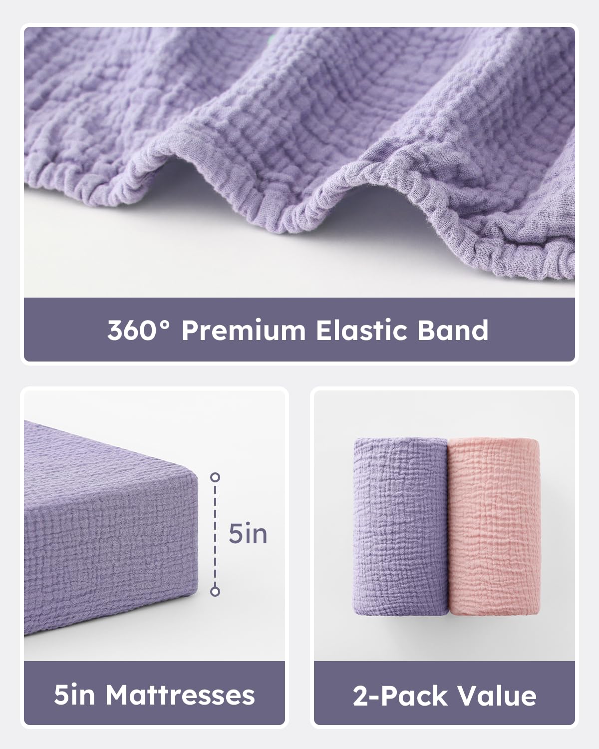 Unnivoll two-pack pink purple color option for coordinated nursery decor