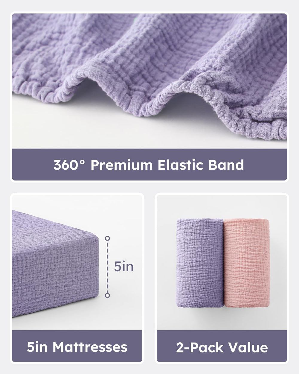 Unnivoll two-pack pink purple color option for coordinated nursery decor