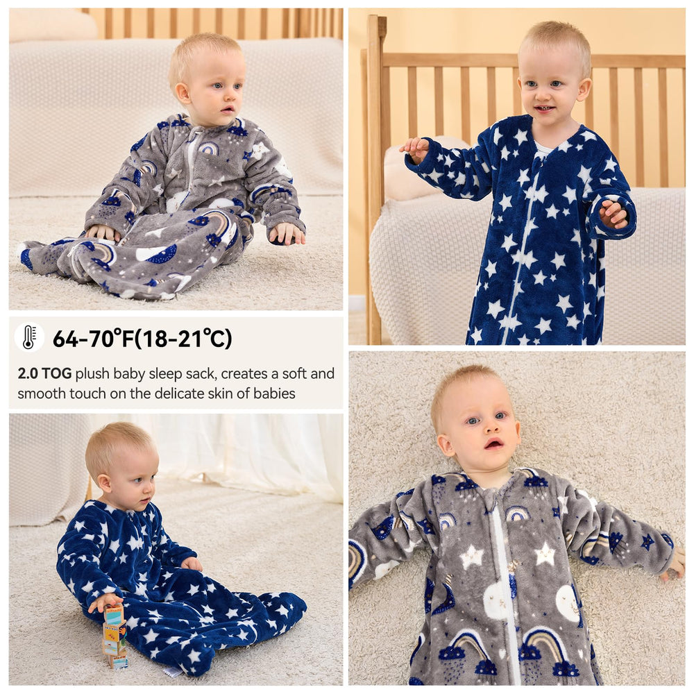 Unnivoll two-pack fleece sleep sacks ready for washing.