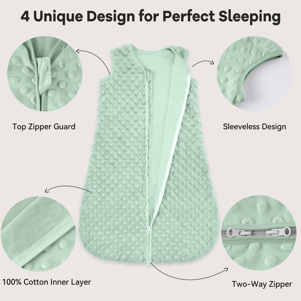 Unnivoll two-way zipper sleep sack shown mid-use for easy diaper changes.