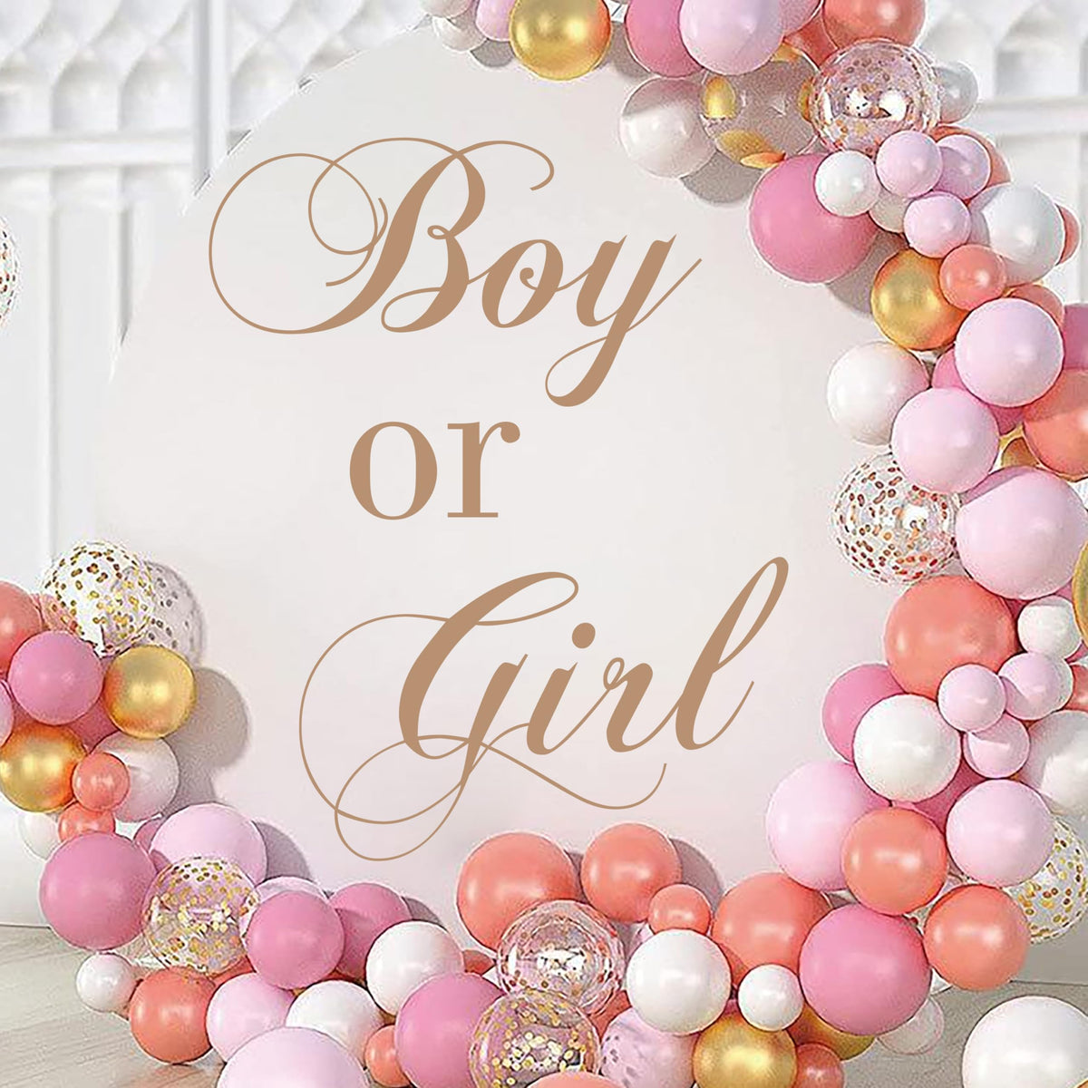 Unonede boy-or-girl-sign-backdrop creates a playful gender reveal photo moment.