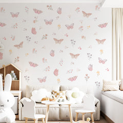 Unonede butterfly-flower wall decal set brightens kids' room with whimsical nature decor