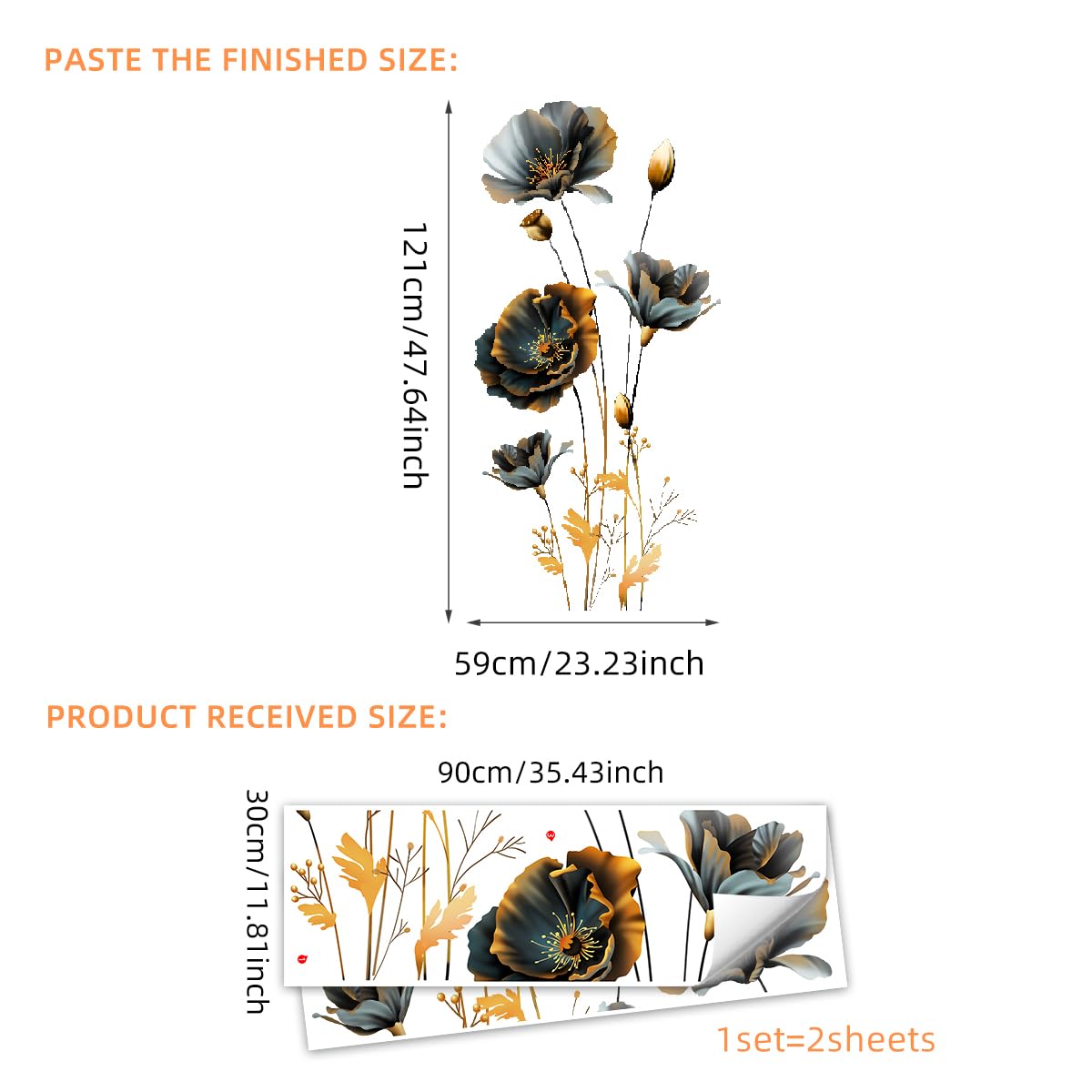 Unonede gold-black-theme wall sticker detail provides a chic accent.