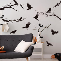 Unonede-halloween-tree-branch-designs wall-stickers add eerie trees for Halloween atmospheres.