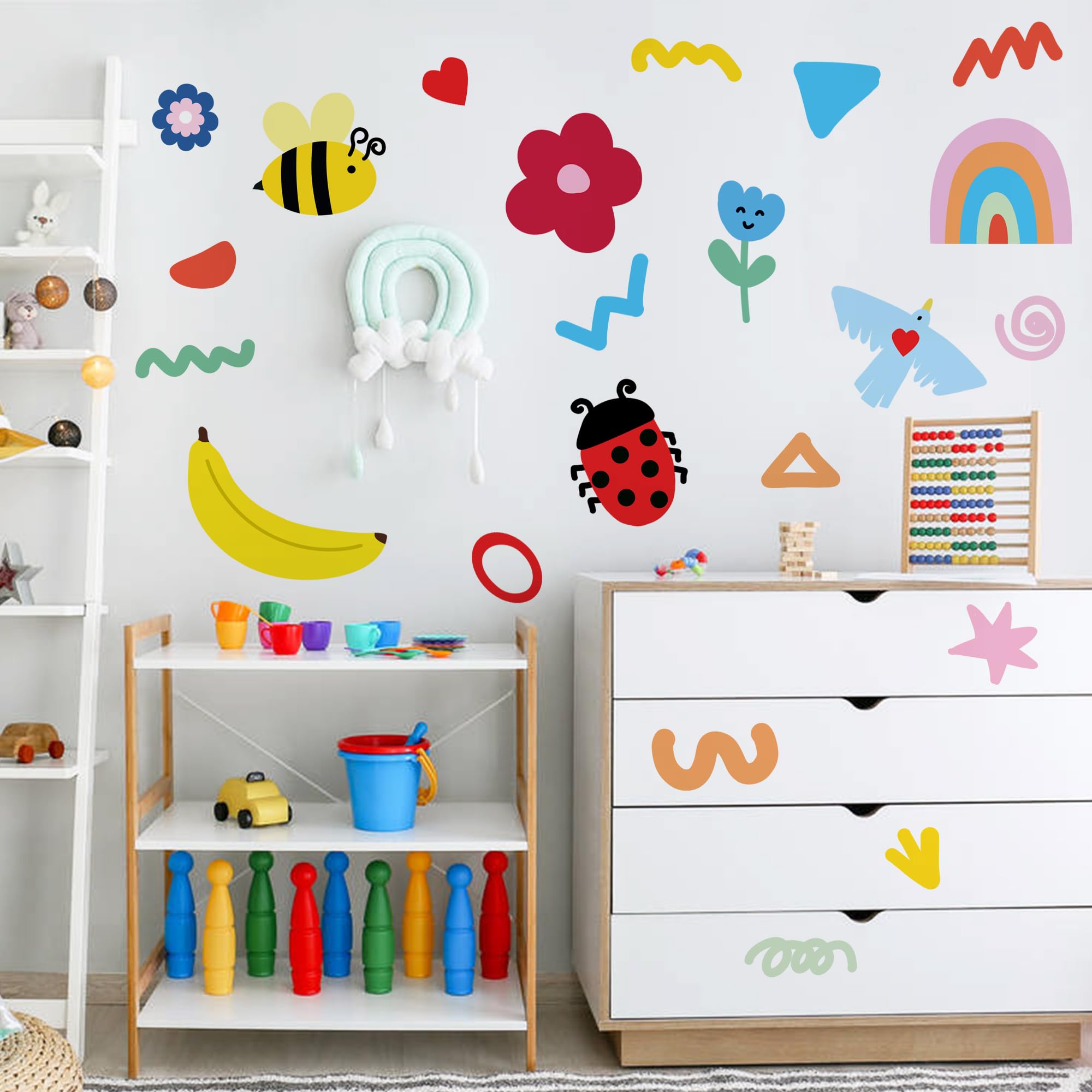 Unonede insect-fruit wall decals collection brightens kids’ rooms with whimsical art.