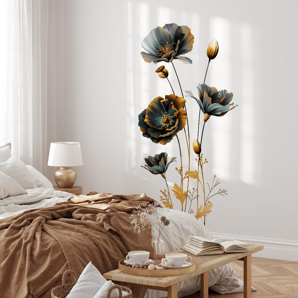 Unonede large 3D boho floral wall sticker dual-piece creates dynamic wall focal point.