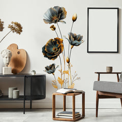 Unonede large 3D boho floral wall sticker front-view adds luxe depth to living room walls.