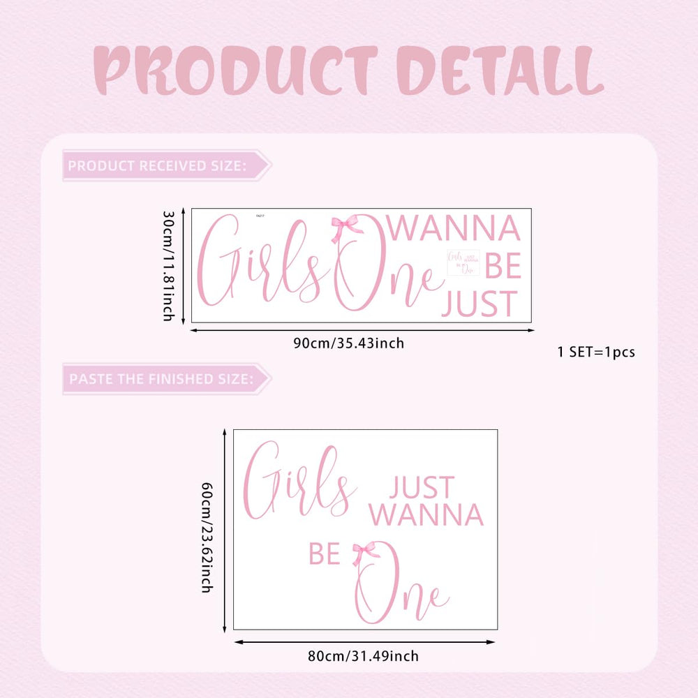 Unonede pink bow wall decal creates a charming 1st birthday arch backdrop.