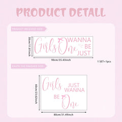 Unonede pink bow wall decal creates a charming 1st birthday arch backdrop.