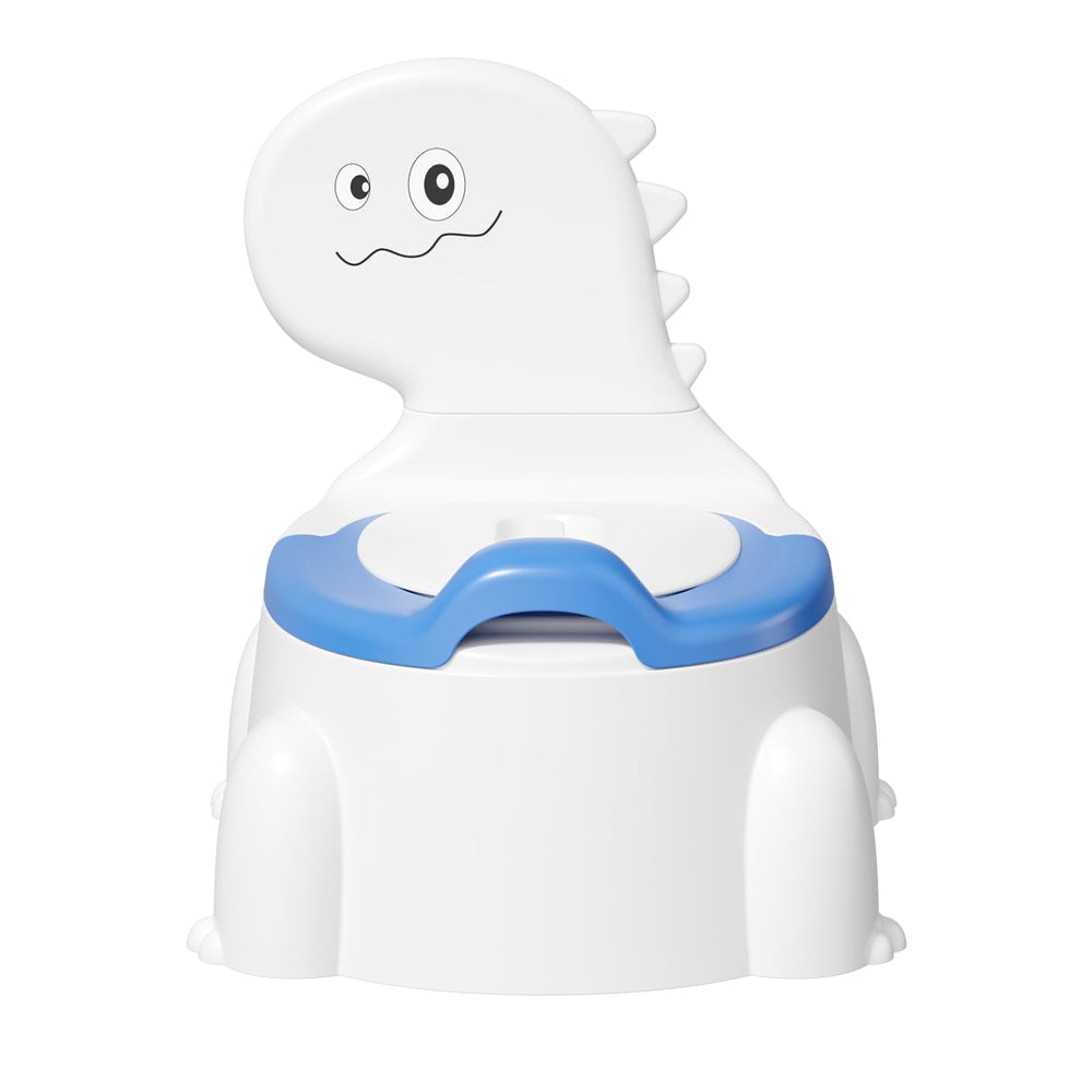 Unseki dinosaur potty seat Indigo front view shows sturdy legs for safe learning