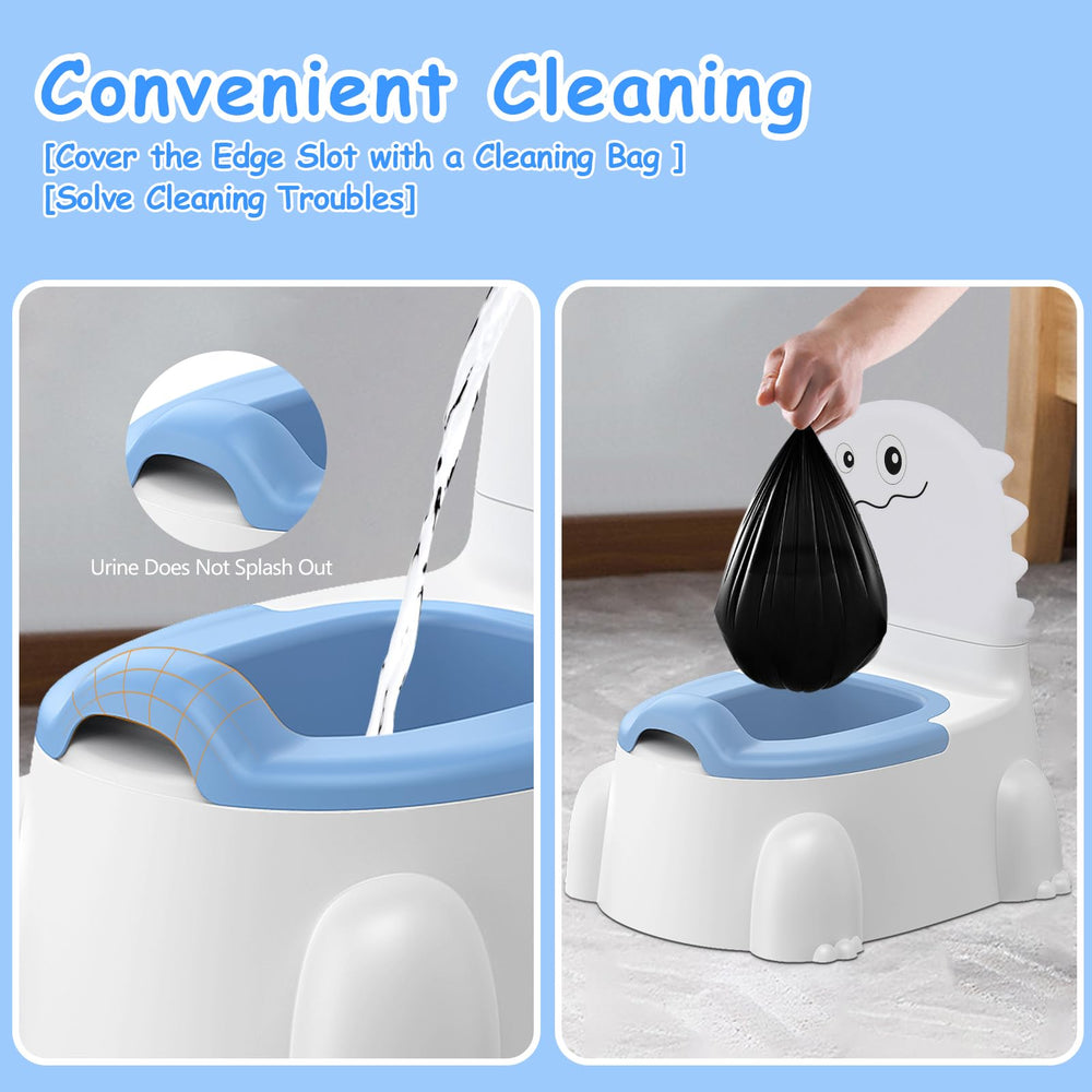 Unseki dinosaur potty seat Indigo lid open demonstrates easy daily use
