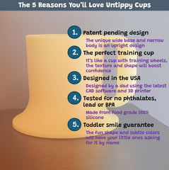 Untippy dishwasher-safe silicone toddler mug demonstrates easy cleaning after snacks.