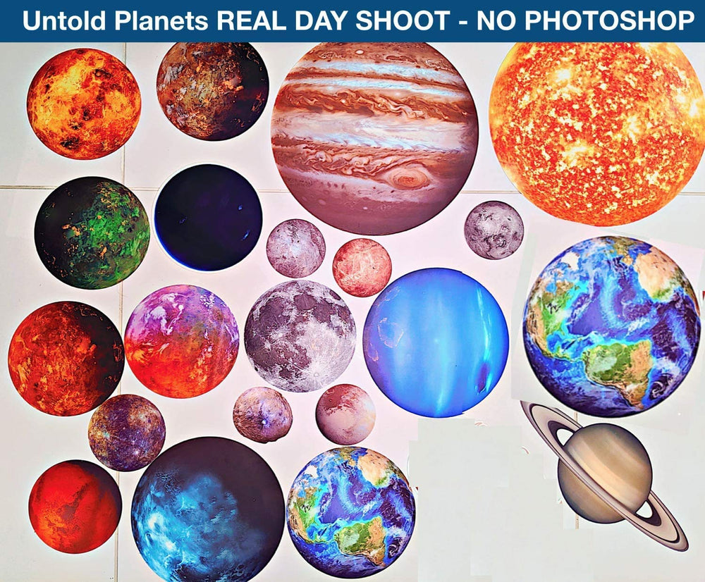 UNTOLD PLANETS glow-in-the-dark planets brighten bedrooms for nighttime curiosity.