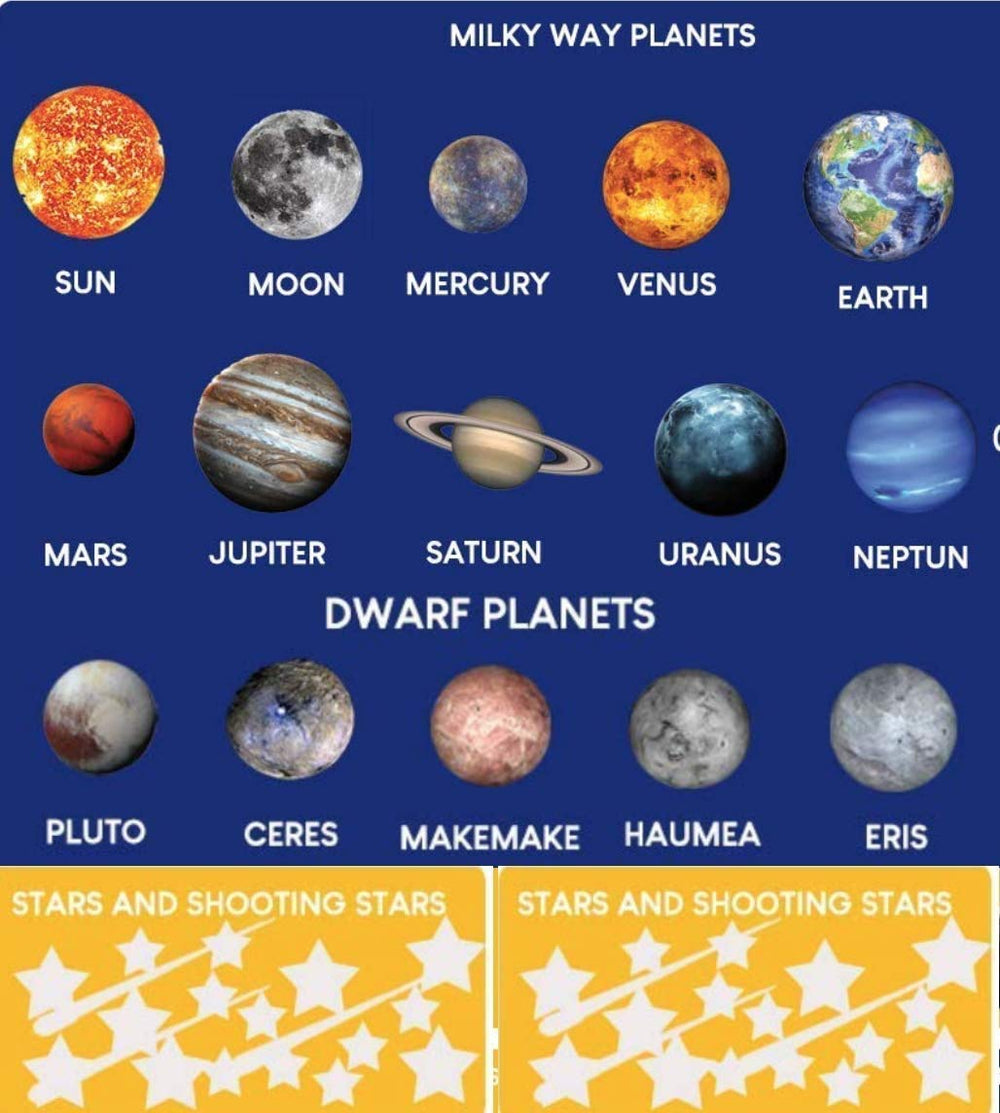 UNTOLD PLANETS star stickers set twinkle on walls for a playful space vibe.