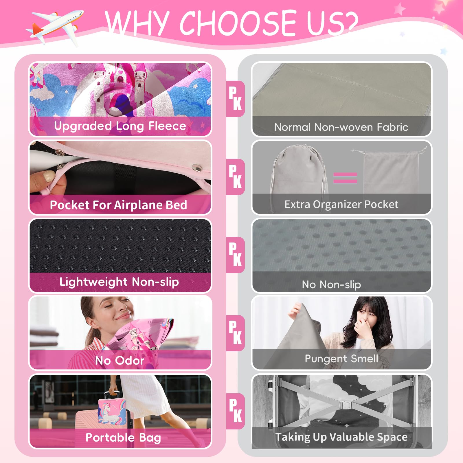 Untree airplane bed packable design fits carry-on luggage