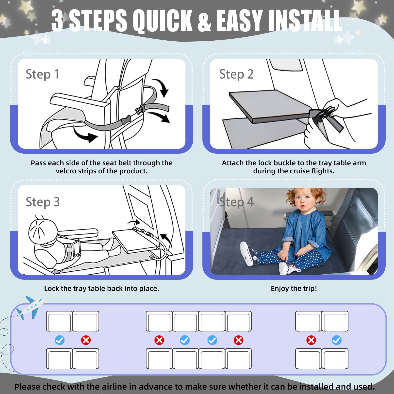 UNTREE Airplane Bed sturdy-3-layer-design demonstrates durable travel solution