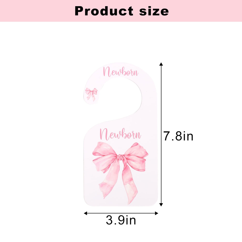 Pink Bow Baby Shower Divider adds cute decor while sorting outfits by size.