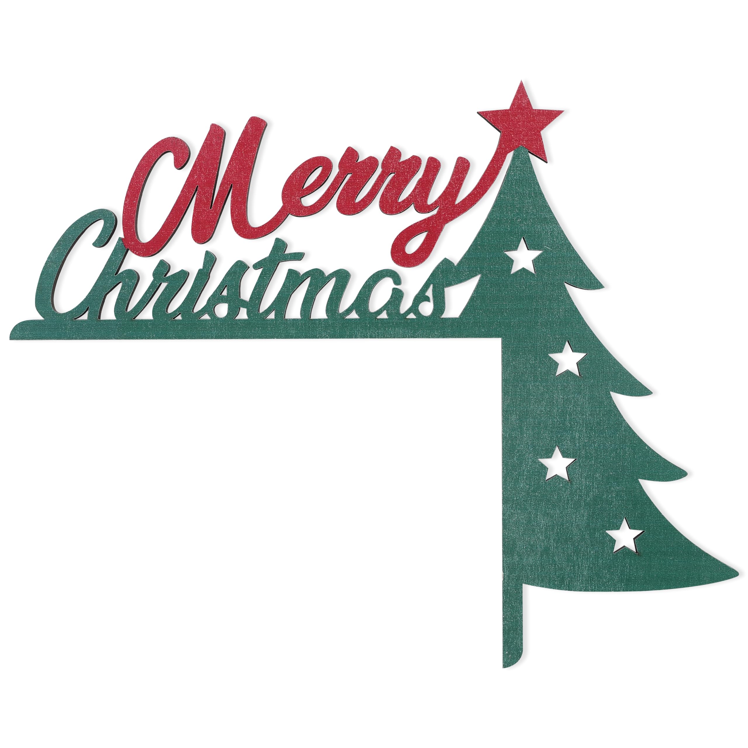 UOAOU Merry Christmas door corner decoration on a wooden door frame adds festive warmth.