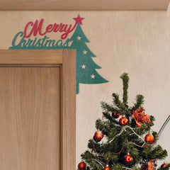 UOAOU Merry Christmas door corner sign mounted on a door frame creates a welcoming entry.