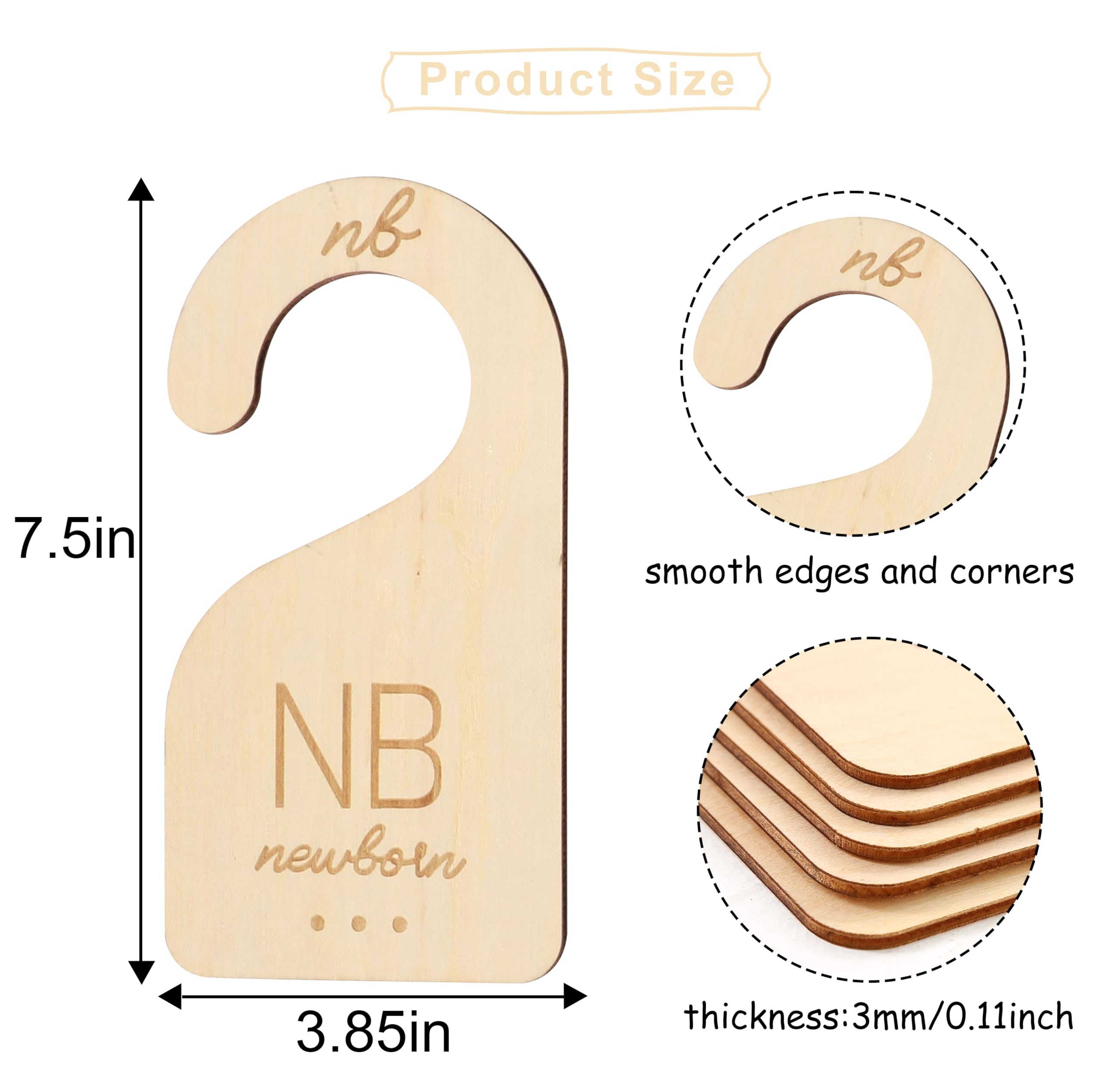 UOAOU size markers wooden for quick newborn to 24-month wardrobe labeling